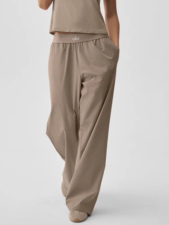 ALO Yoga Pants - ALO Suit Up Trouser Gravel Wide Leg Pants, Quiet Luxury Athleisure (Regular)🔥